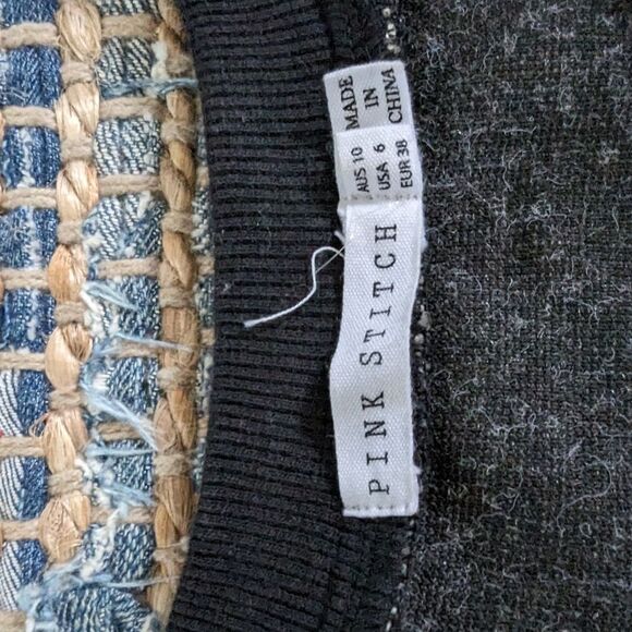 Grey Black Sweatshirt Waffle Elbow Pads 6 Long Sleeve Casual Fall Winter Comfy - Picture 5 of 7